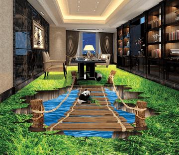 3D Cute Panda 132 Floor Mural Wallpaper AJ Wallpaper 2 