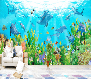3D Dolphin Coral 177 Wallpaper AJ Wallpaper 