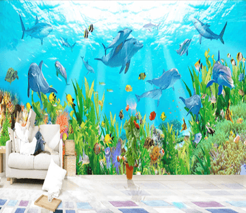 3D Dolphin Coral 177 Wallpaper AJ Wallpaper 