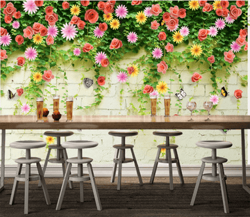 3D Flower Butterfly 349 Wallpaper AJ Wallpaper 
