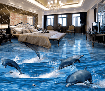 3D Lively Dolphins 190 Floor Mural Wallpaper AJ Wallpaper 2 