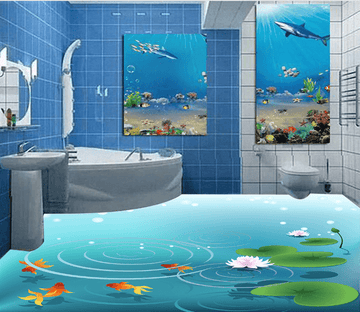 3D Pond 017 Floor Mural Wallpaper AJ Wallpaper 2 