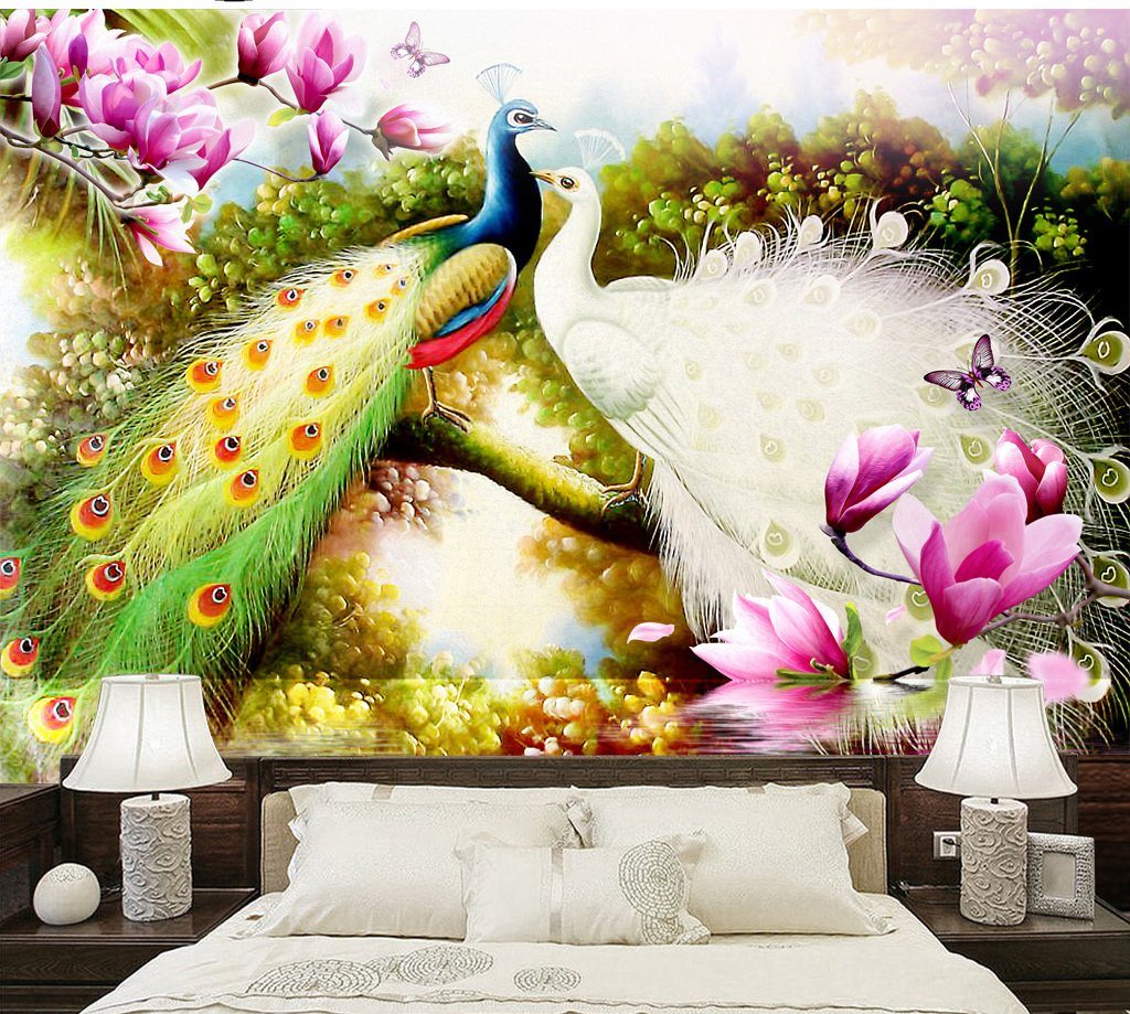 3D Peacock Flower 611 Wall Murals Wallpaper AJ Wallpaper 2 