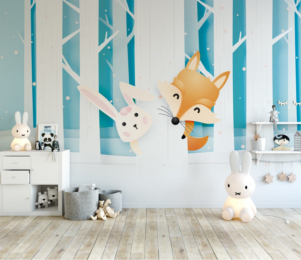 3D Fox Bunny WC040 Wall Murals Wallpaper AJ Wallpaper 2 
