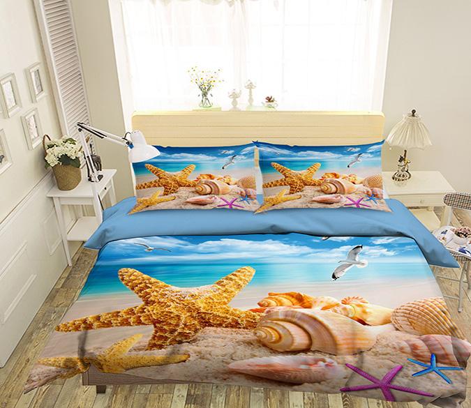 3D Yellow Starfish 243 Bed Pillowcases Quilt Wallpaper AJ Wallpaper 