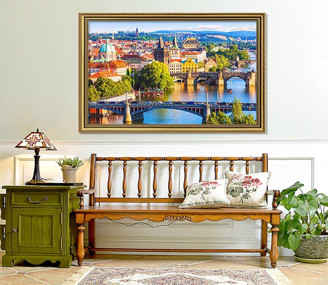 3D Beautiful City 157 Fake Framed Print Painting Wallpaper AJ Creativity Home 