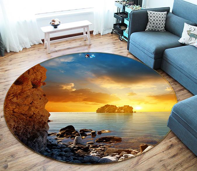 3D Dusk Stone 063 Round Non Slip Rug Mat Mat AJ Creativity Home 