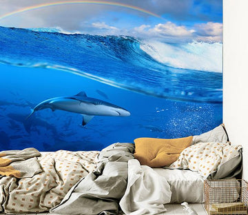 3D Wave Rainbow Shark 088 Wallpaper AJ Wallpaper 