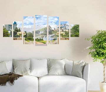 3D Castle Waterfall 090 Unframed Print Wallpaper Wallpaper AJ Wallpaper 