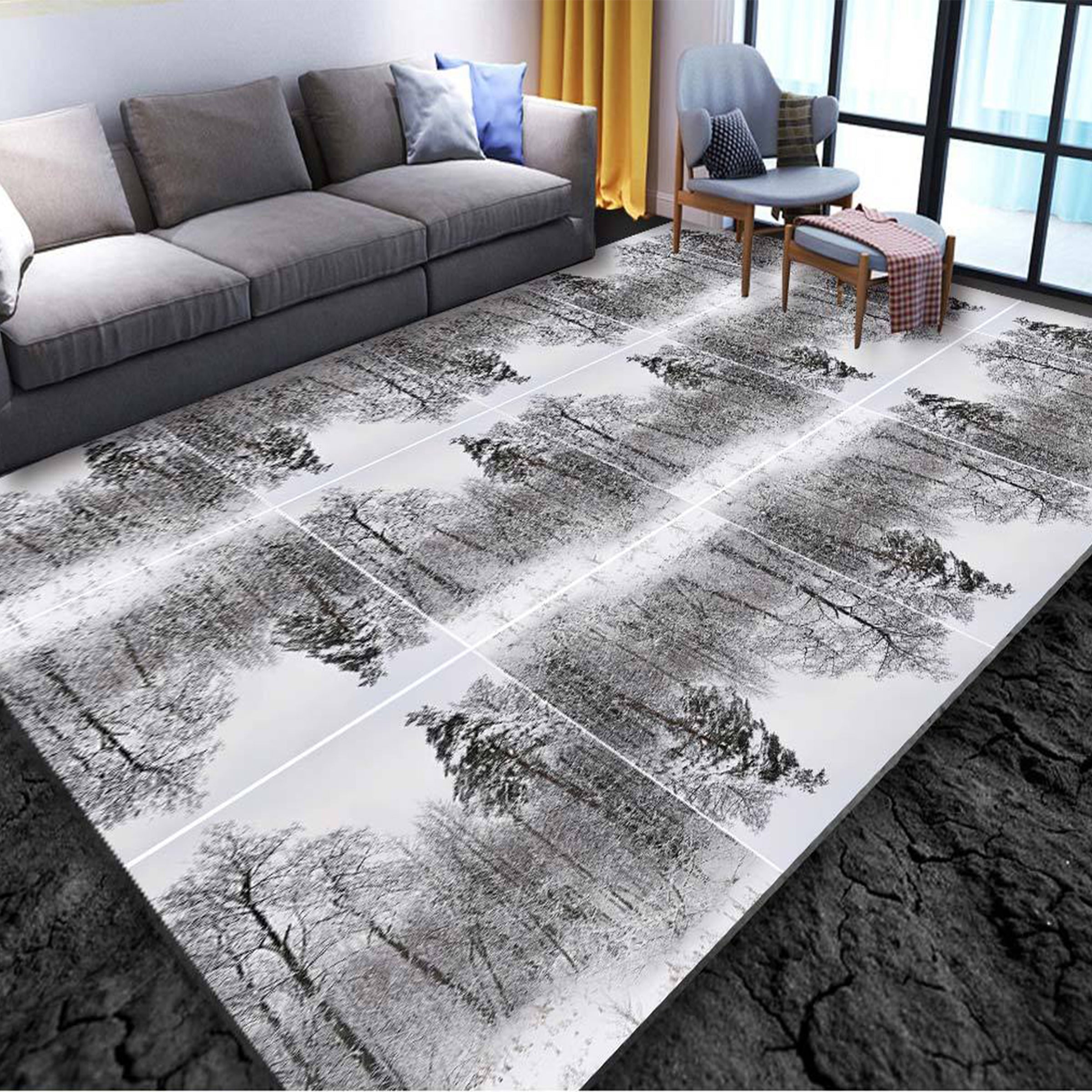 3D Grey Forest WG015 Non Slip Rug Mat Mat AJ Creativity Home 