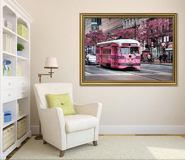 3D Red Bus 027 Fake Framed Print Painting Wallpaper AJ Creativity Home 