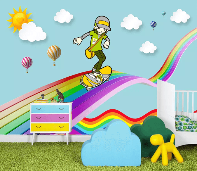 3D Rainbow Skateboard 1243 Wallpaper AJ Wallpaper 2 