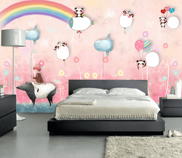 3D Rainbow Little Girl Balloon 1245 Wallpaper AJ Wallpaper 2 