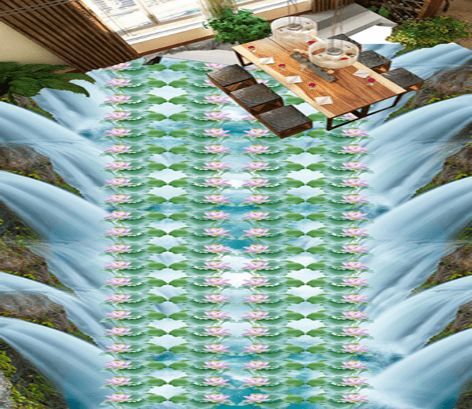 3D Row Lotus 137 Floor Mural Wallpaper AJ Wallpaper 2 