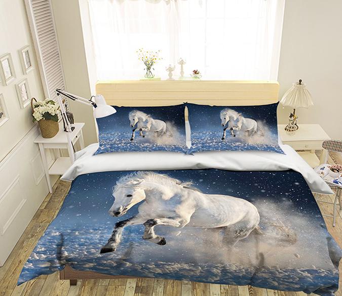 3D Run White Horse 154 Bed Pillowcases Quilt Wallpaper AJ Wallpaper 