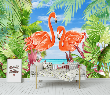 3D Plant Sea Flamingo 1519 Wallpaper AJ Wallpaper 2 
