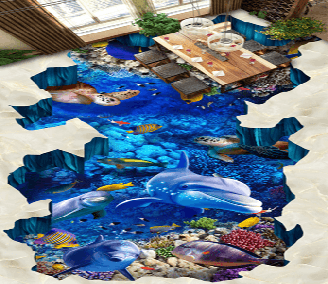 3D Dark Blue Sea 004 Floor Mural Wallpaper AJ Wallpaper 2 