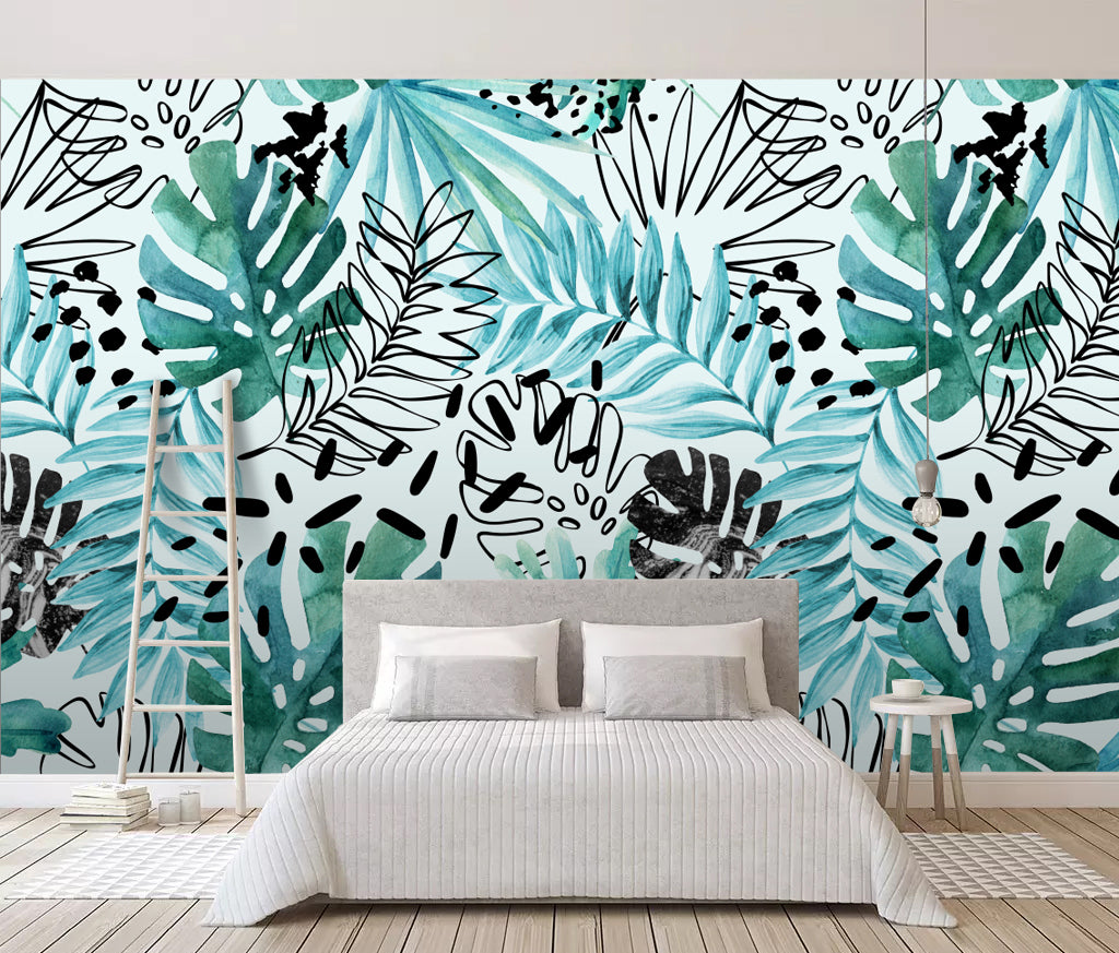 3D Painted Leaves WC032 Wall Murals