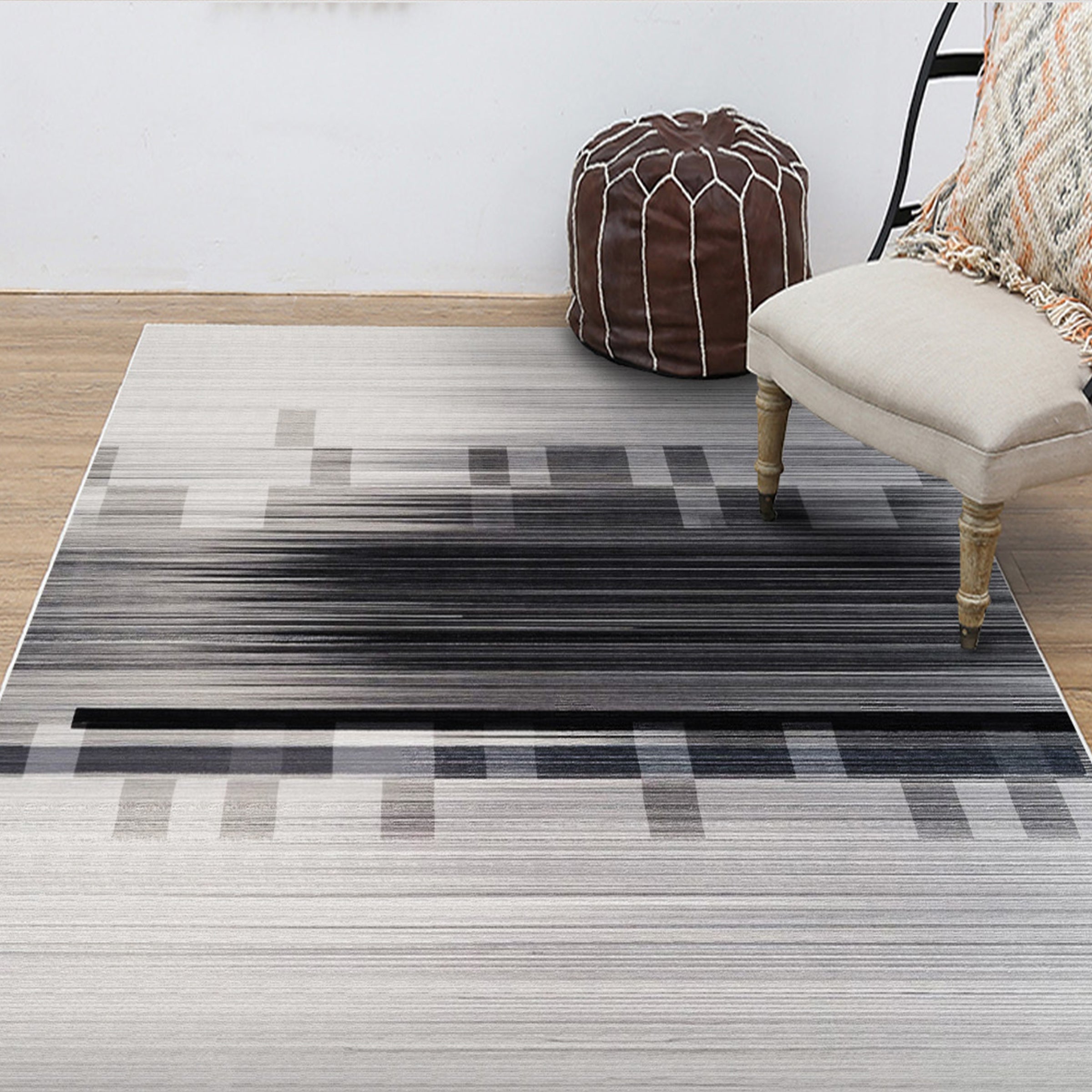 3D Modern Black WG019 Non Slip Rug Mat Mat AJ Creativity Home 