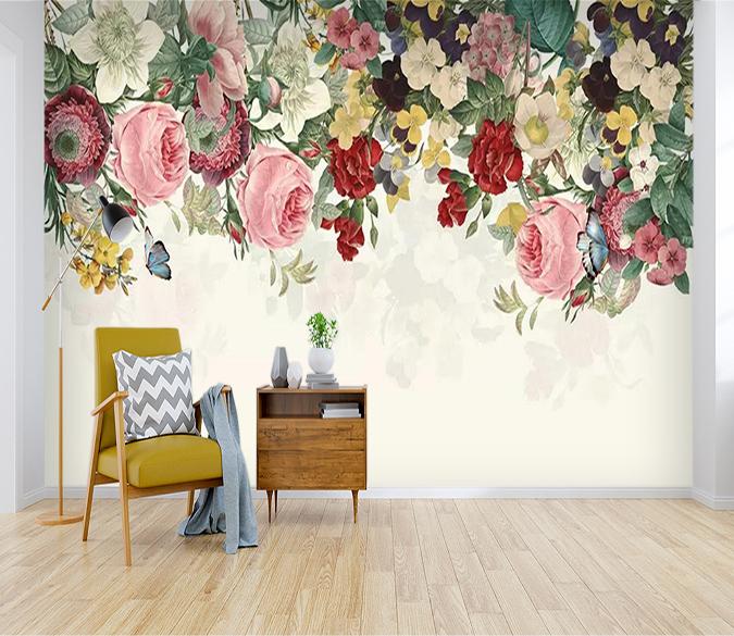 3D Red Vine Flower 022 Wallpaper AJ Wallpaper 