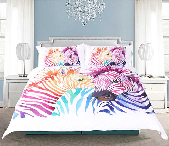 3D Rainbow Zebra 130 Bed Pillowcases Quilt Wallpaper AJ Wallpaper 