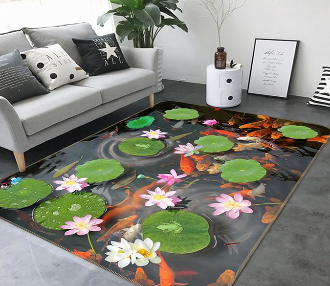 3D Lotus Leaf Pool 584 Non Slip Rug Mat Mat AJ Creativity Home 