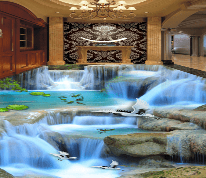 3D Waterfall 029 Floor Mural Wallpaper AJ Wallpaper 2 