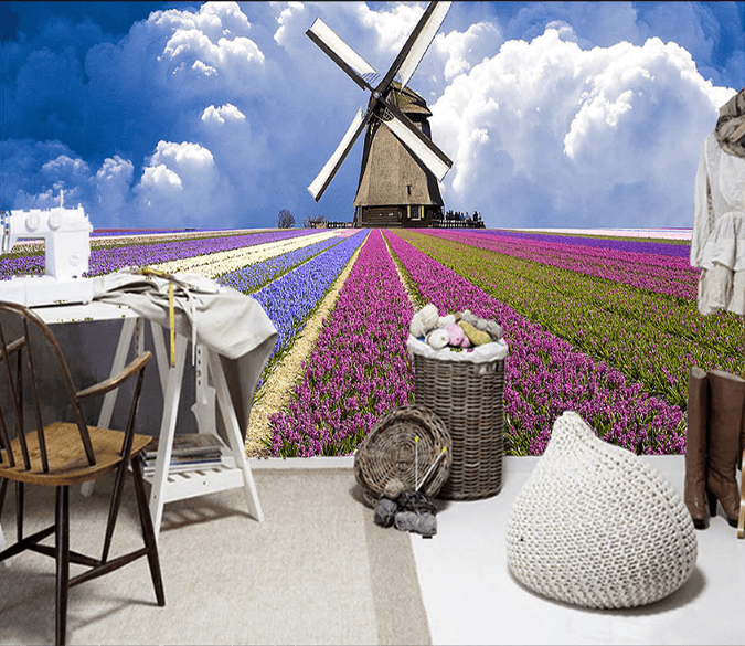 3D Windmill Flowers 063 Wallpaper AJ Wallpaper 