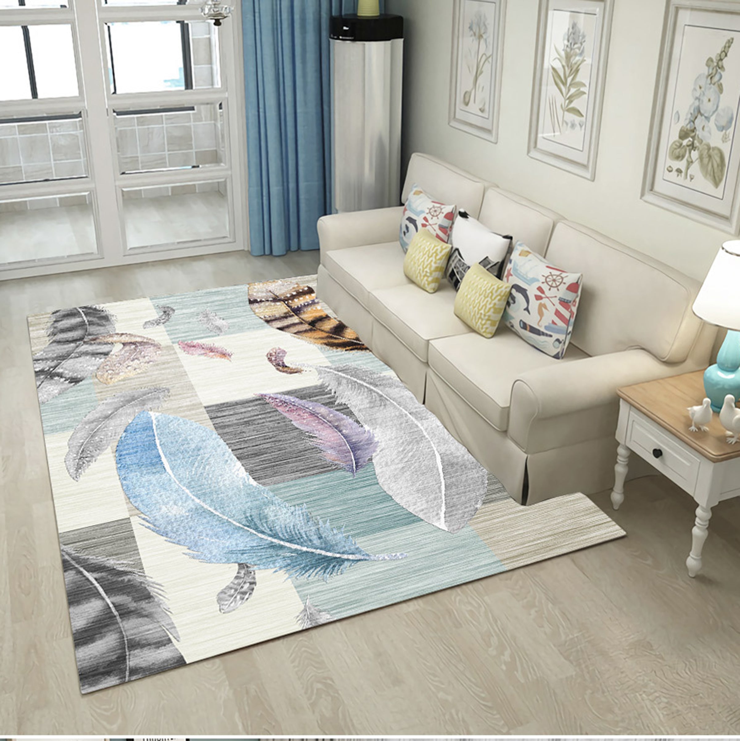 3D Colored Feather WG292 Non Slip Rug Mat Mat AJ Creativity Home 