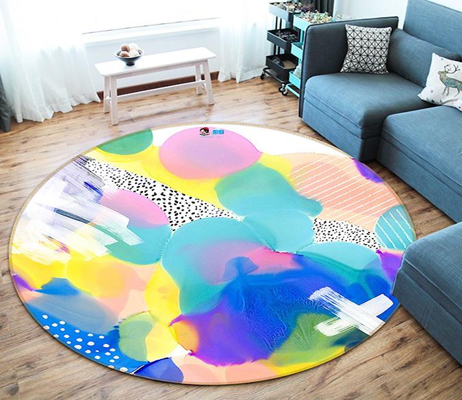 3D Colored Gouache 178 Round Non Slip Rug Mat Mat AJ Creativity Home 