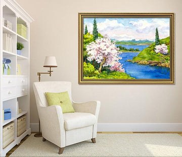 3D Small River 067 Fake Framed Print Painting Wallpaper AJ Creativity Home 