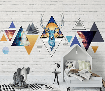 3D Triangle Pattern Deer Head 199 Wallpaper AJ Wallpaper 2 