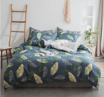 3D Green Feather Leaves 14153 Bed Pillowcases Quilt