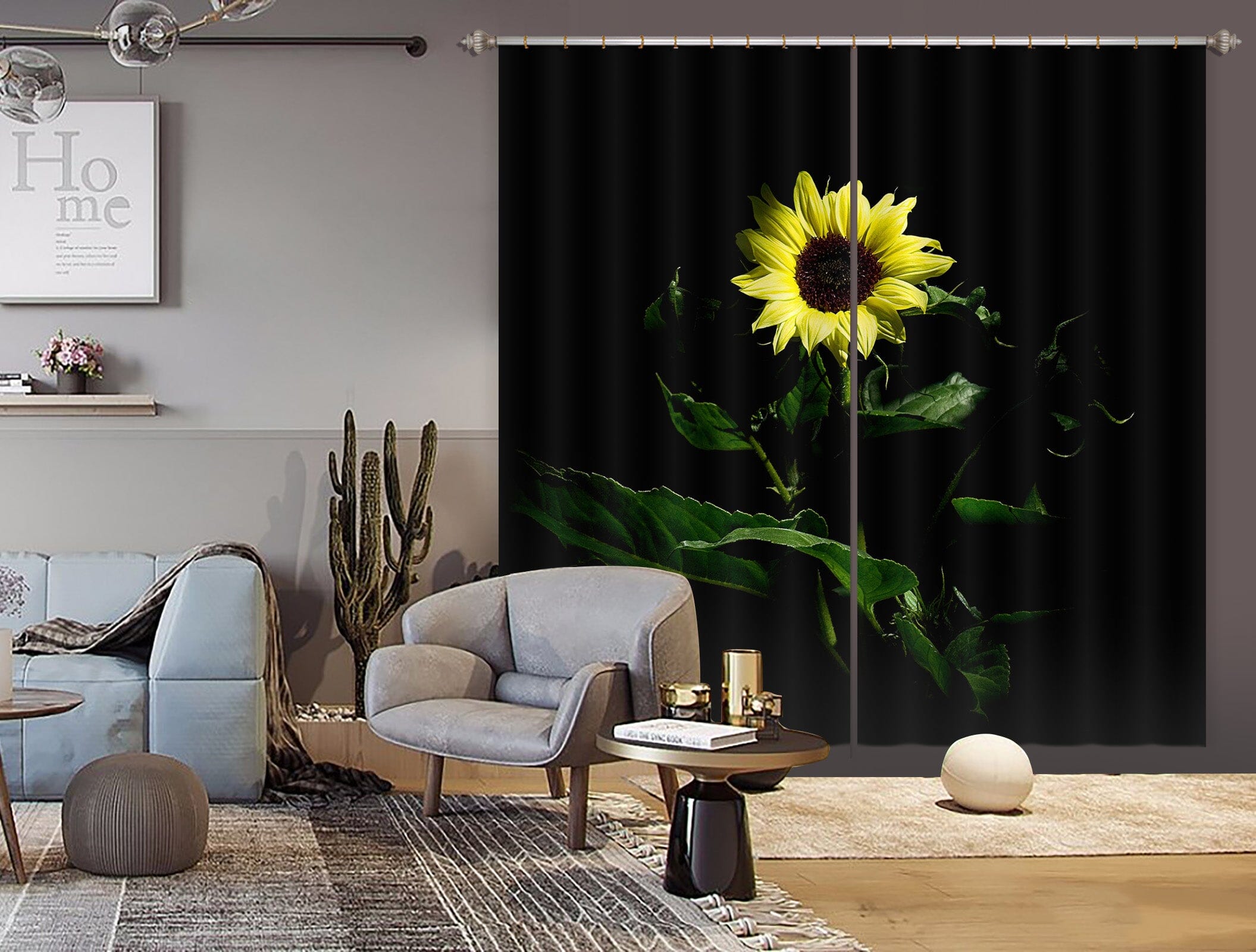 3D Sunflower 070 Kathy Barefield Curtain Curtains Drapes Curtains AJ Creativity Home 