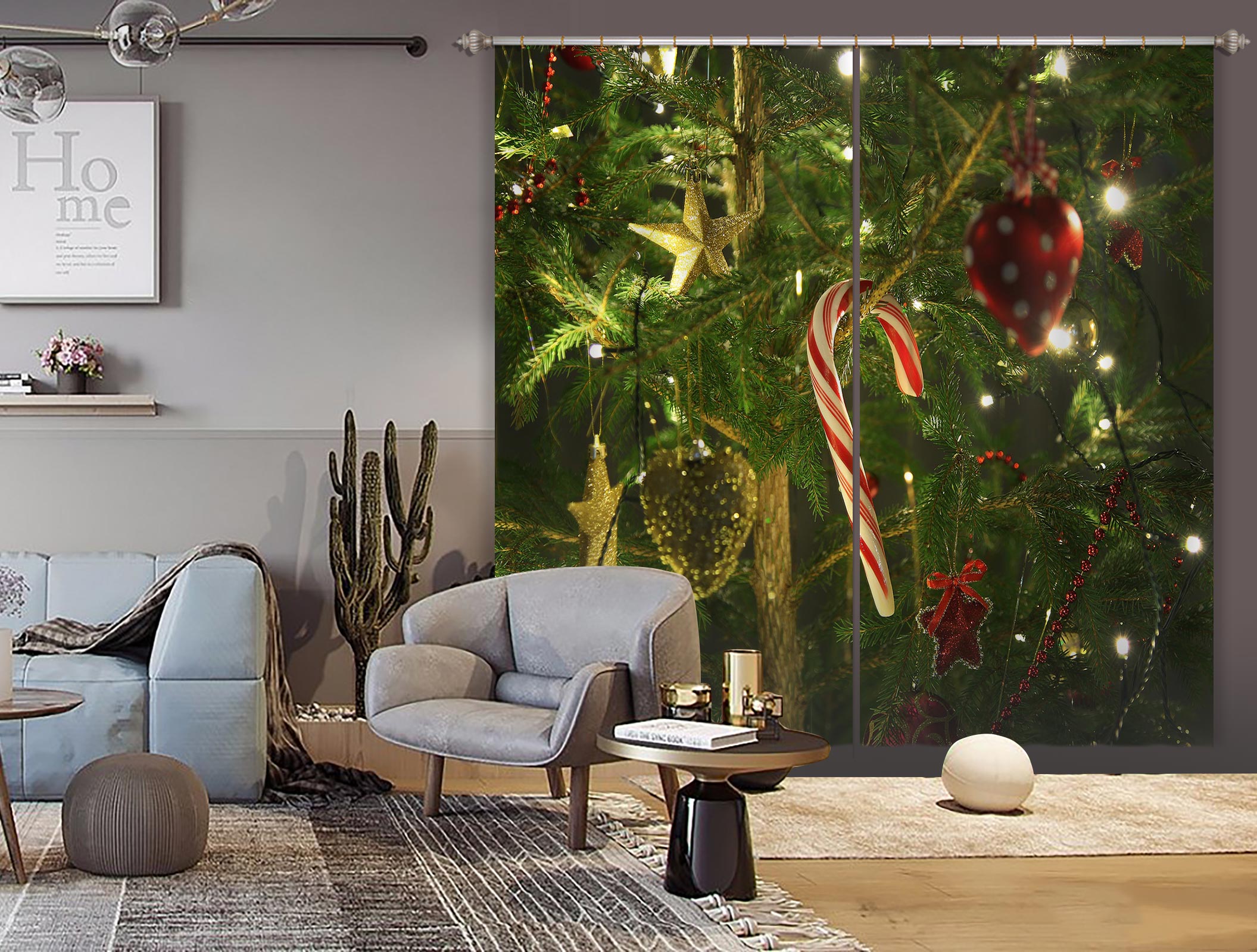 3D Candy Cane Tree Pendant 52011 Christmas Curtains Drapes Xmas