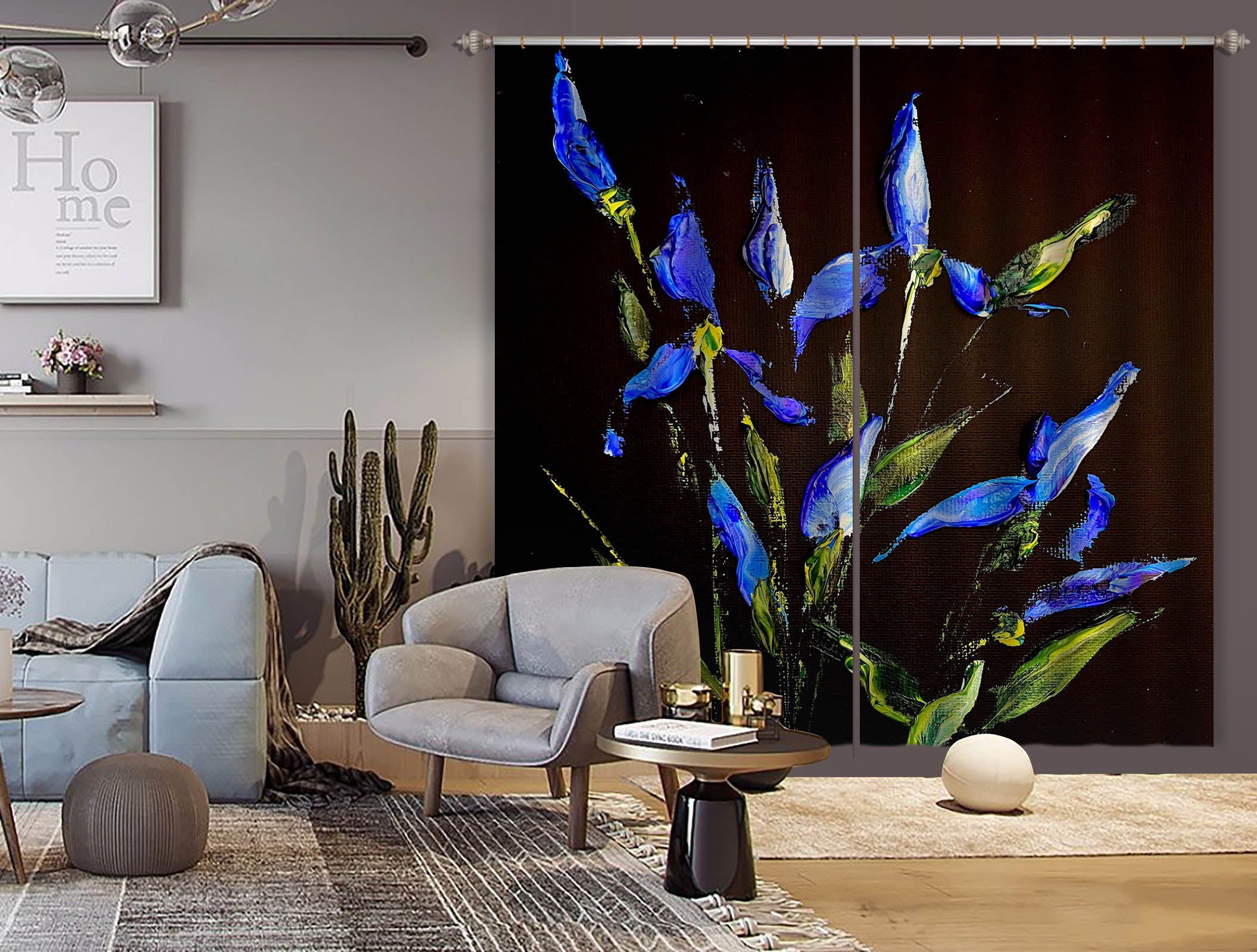 3D Blue Purple Flower 3008 Skromova Marina Curtain Curtains Drapes