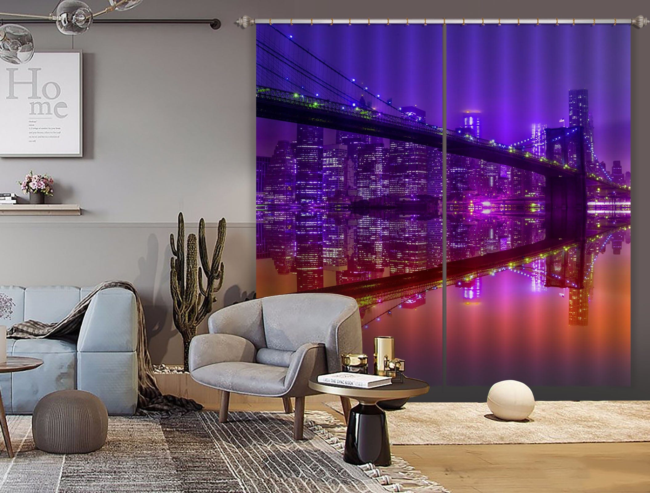 3D River At Night 056 Marco Carmassi Curtain Curtains Drapes Curtains AJ Creativity Home 