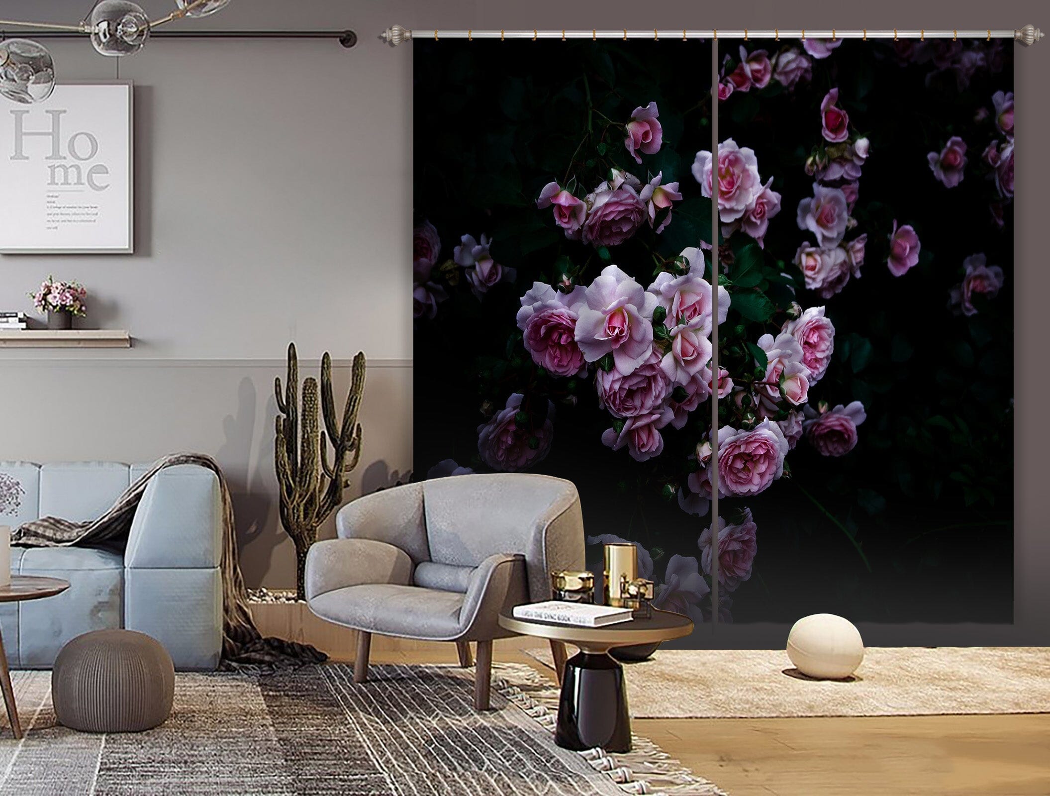 3D Pink Rose 043 Noirblanc777 Curtain Curtains Drapes Curtains AJ Creativity Home 