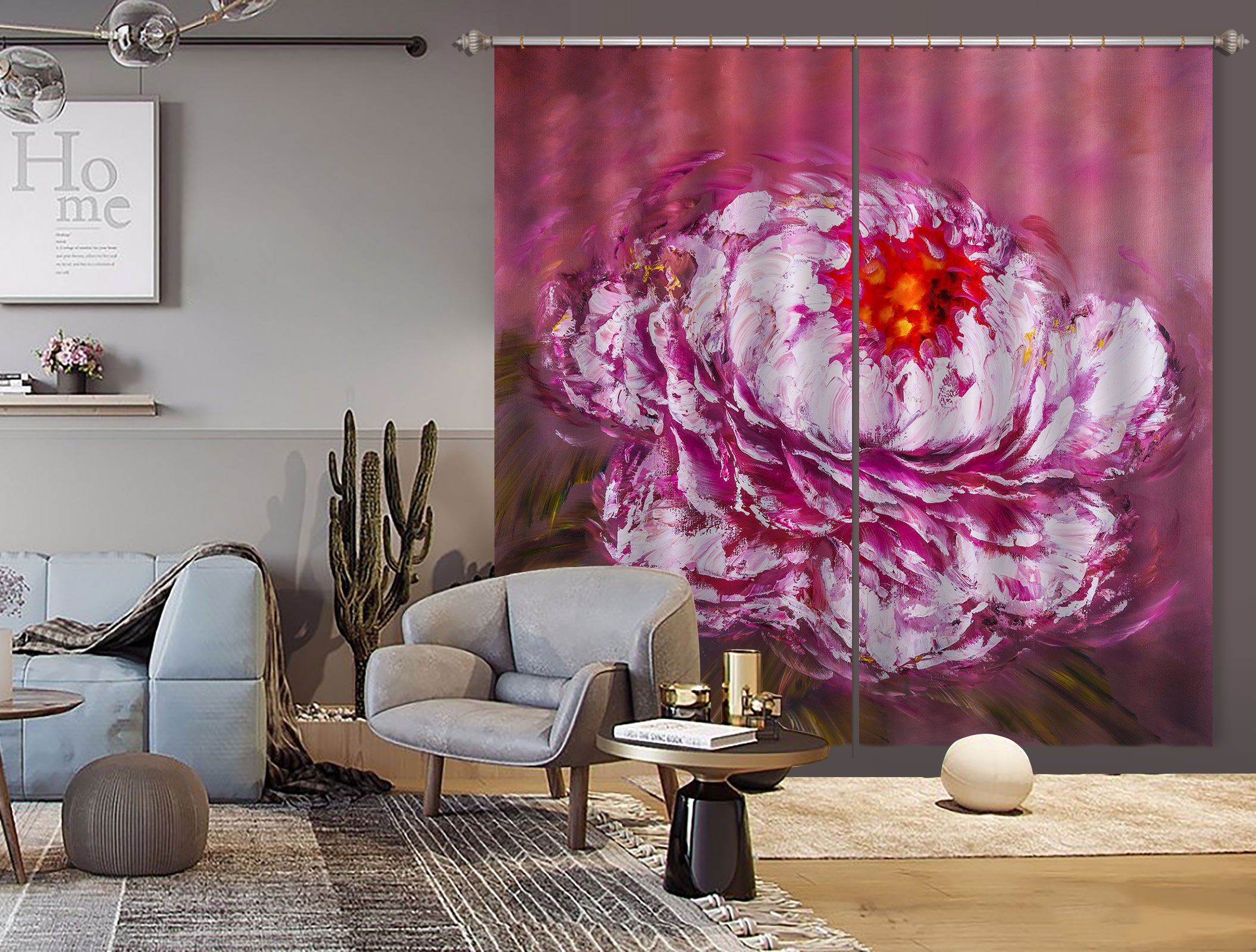 3D Pink Flower 347 Skromova Marina Curtain Curtains Drapes