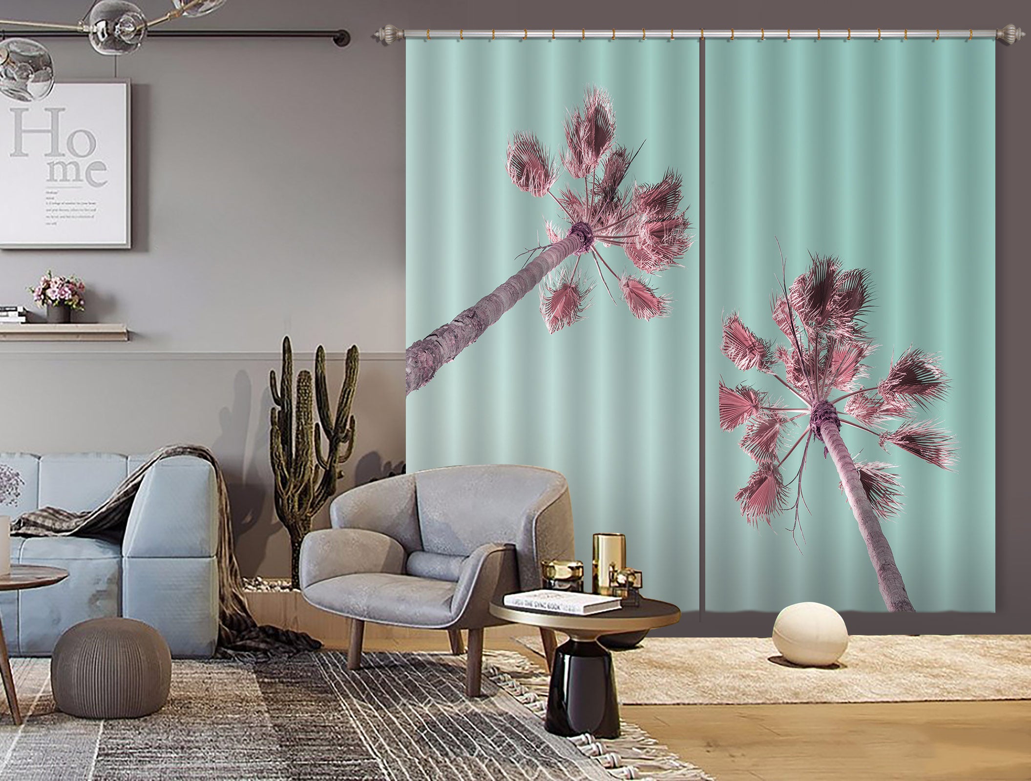 3D Pink Coconut Tree 6551 Assaf Frank Curtain Curtains Drapes
