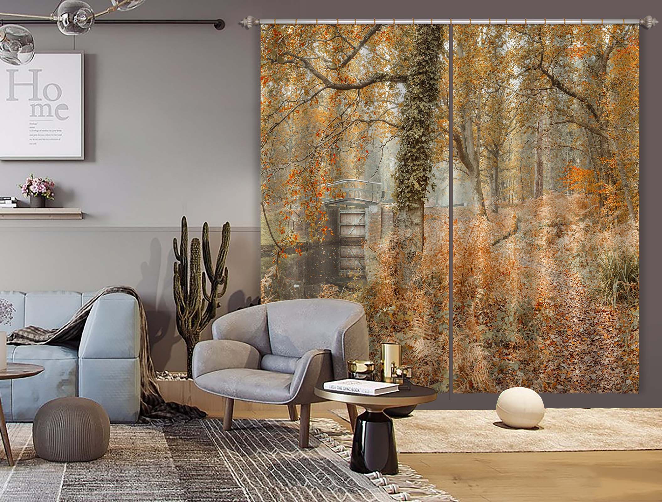 3D Leaves River 6359 Assaf Frank Curtain Curtains Drapes