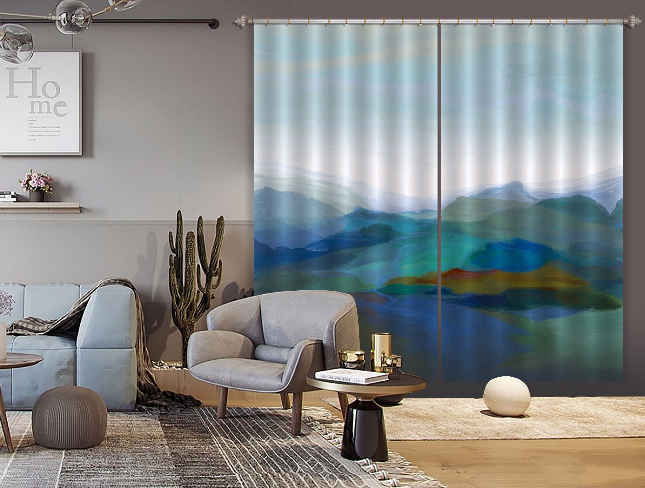 3D Dark Green Mountains 059 Michael Tienhaara Curtain Curtains Drapes Curtains AJ Creativity Home 