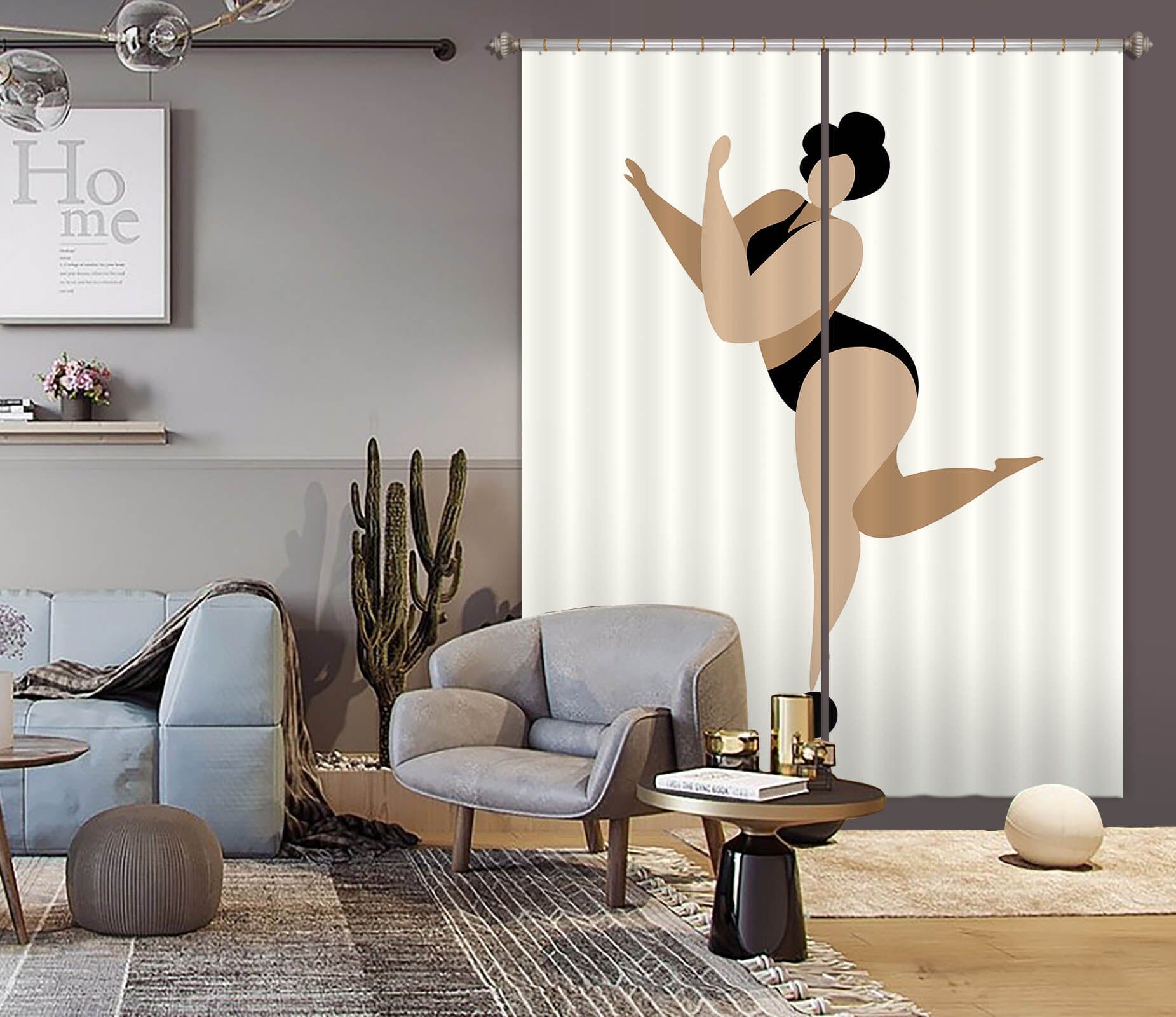 3D Dancing Queen BLACK 1034 Boris Draschoff Curtain Curtains Drapes Curtains AJ Creativity Home 