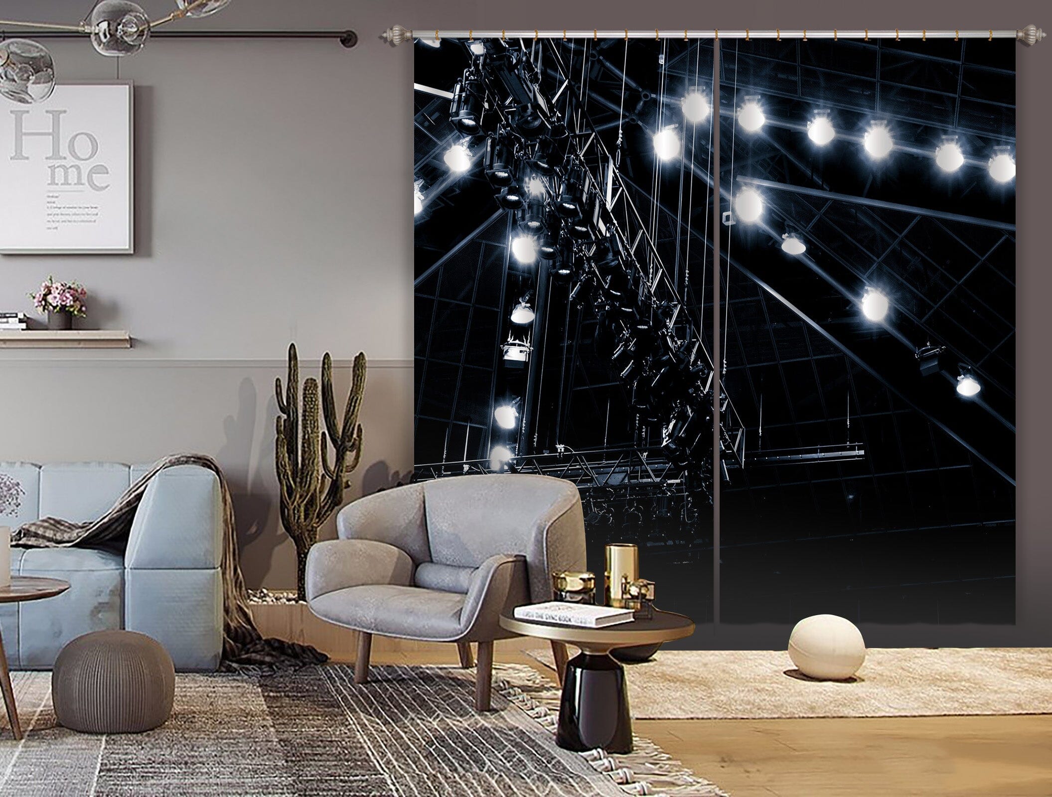 3D Night Light 056 Noirblanc777 Curtain Curtains Drapes Curtains AJ Creativity Home 