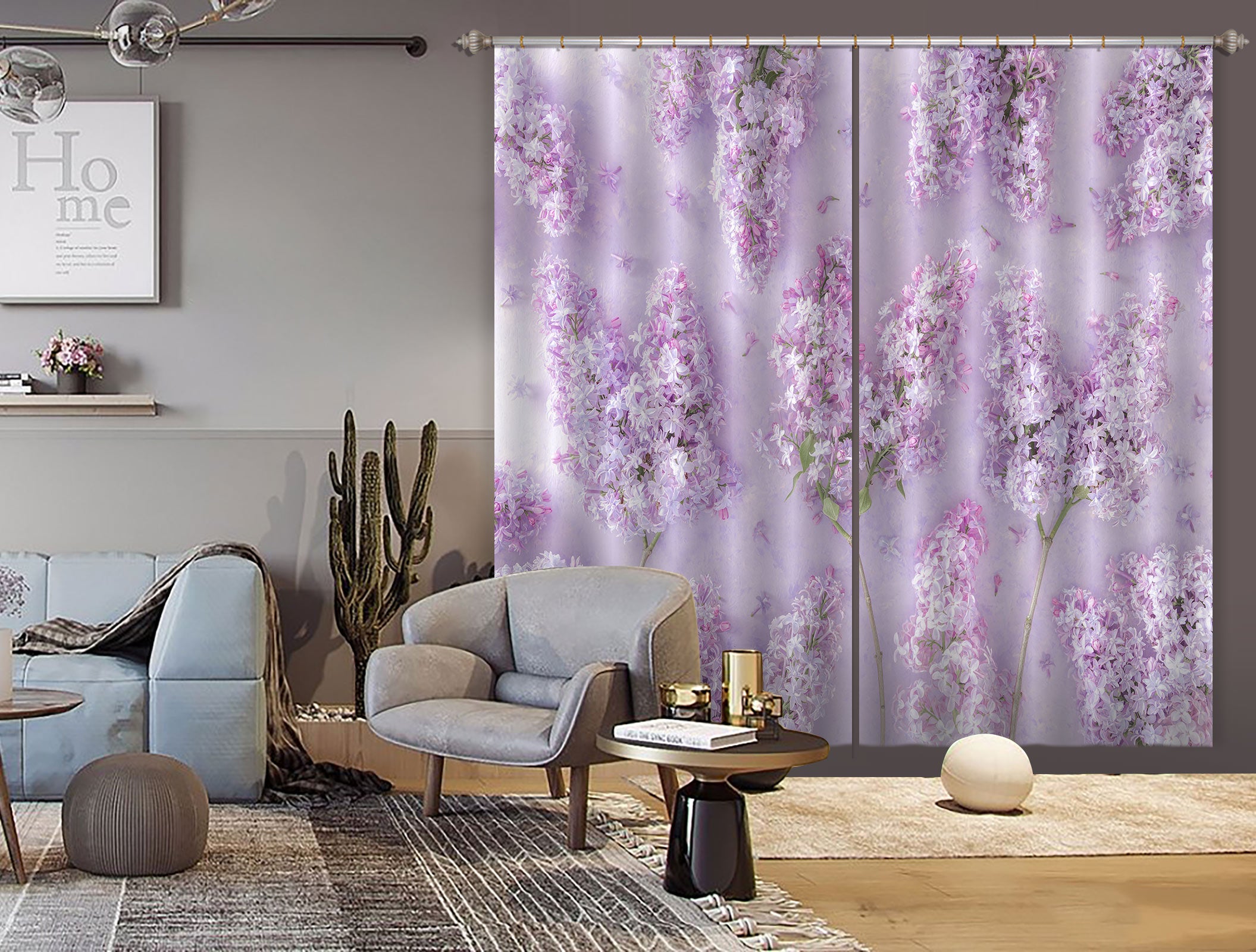 3D Pink Hyacinth 6545 Assaf Frank Curtain Curtains Drapes