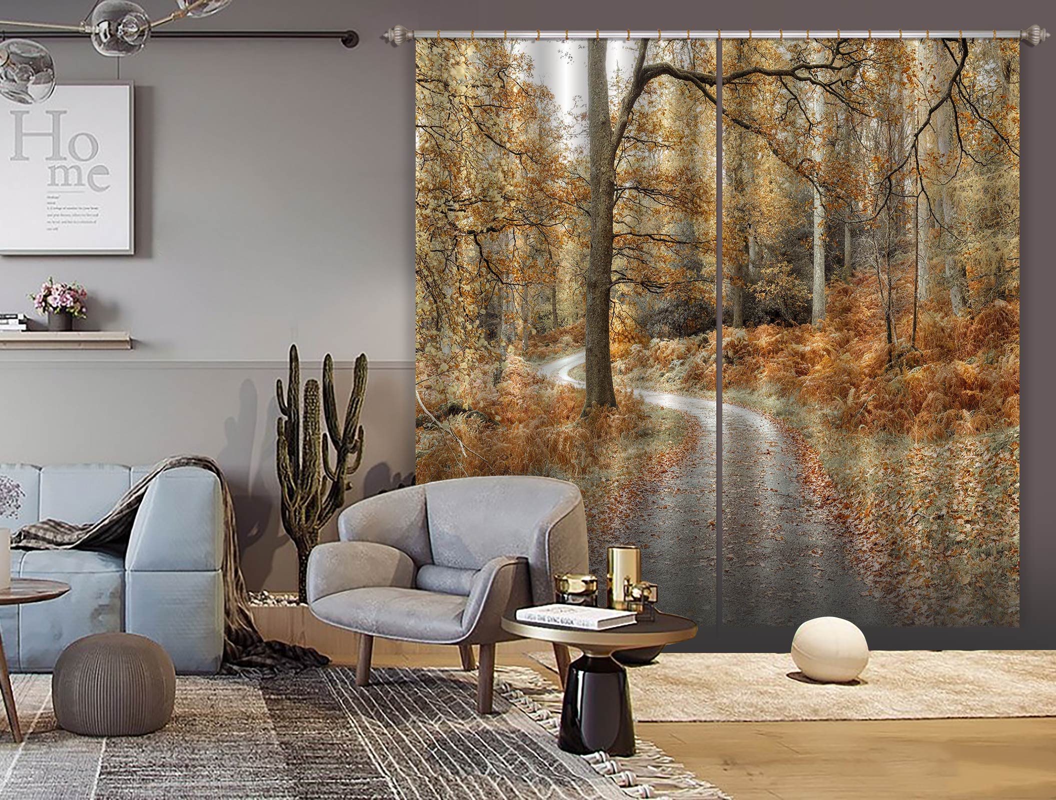 3D Deciduous Road 068 Assaf Frank Curtain Curtains Drapes