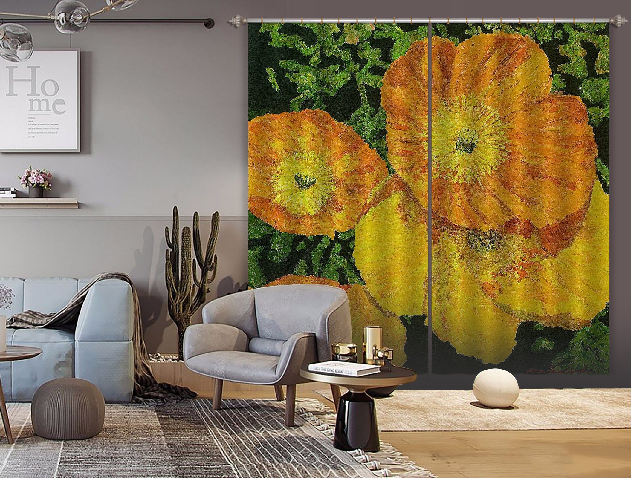 3D Yellow Petals 167 Allan P. Friedlander Curtain Curtains Drapes Curtains AJ Creativity Home 