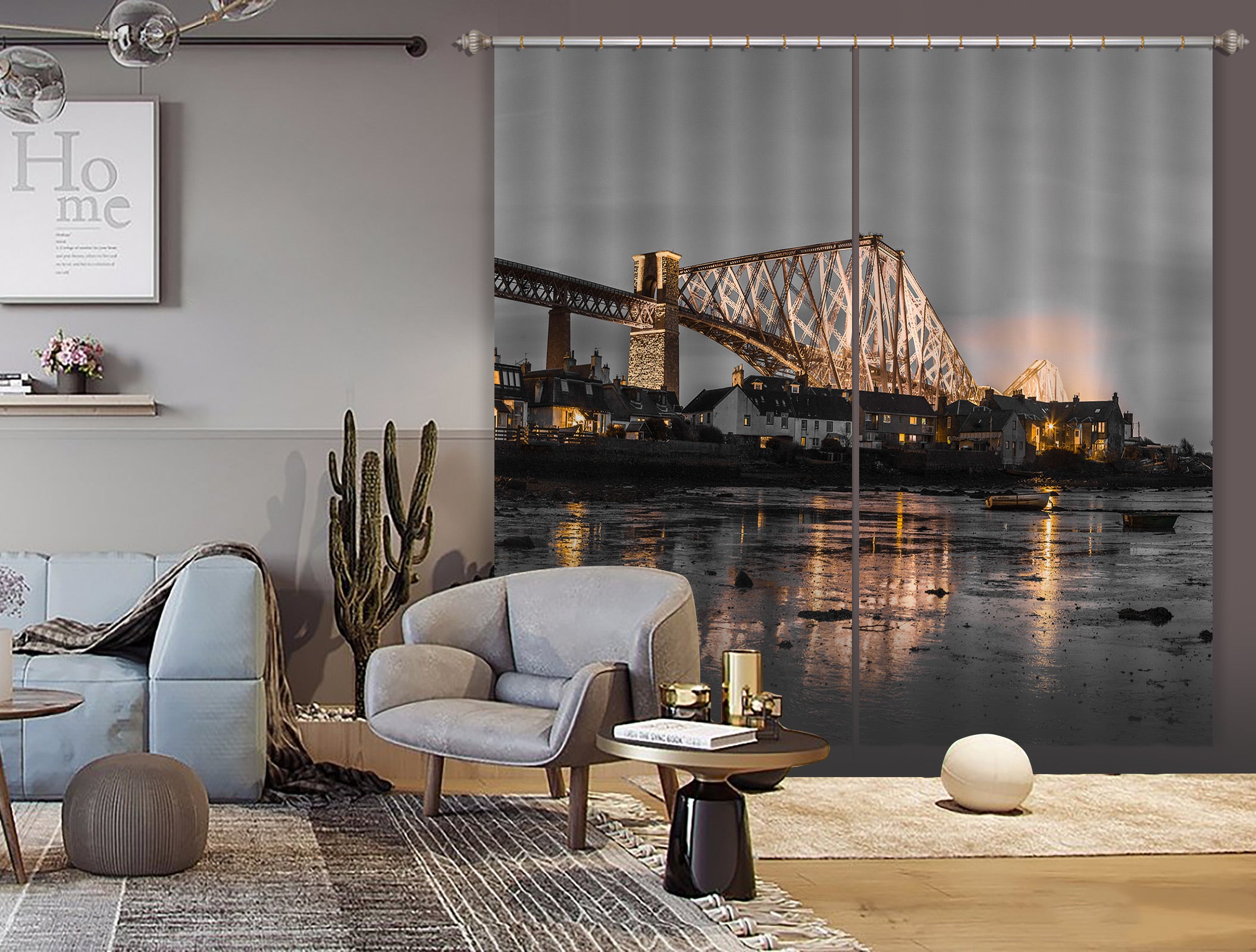 3D River Town 029 Assaf Frank Curtain Curtains Drapes