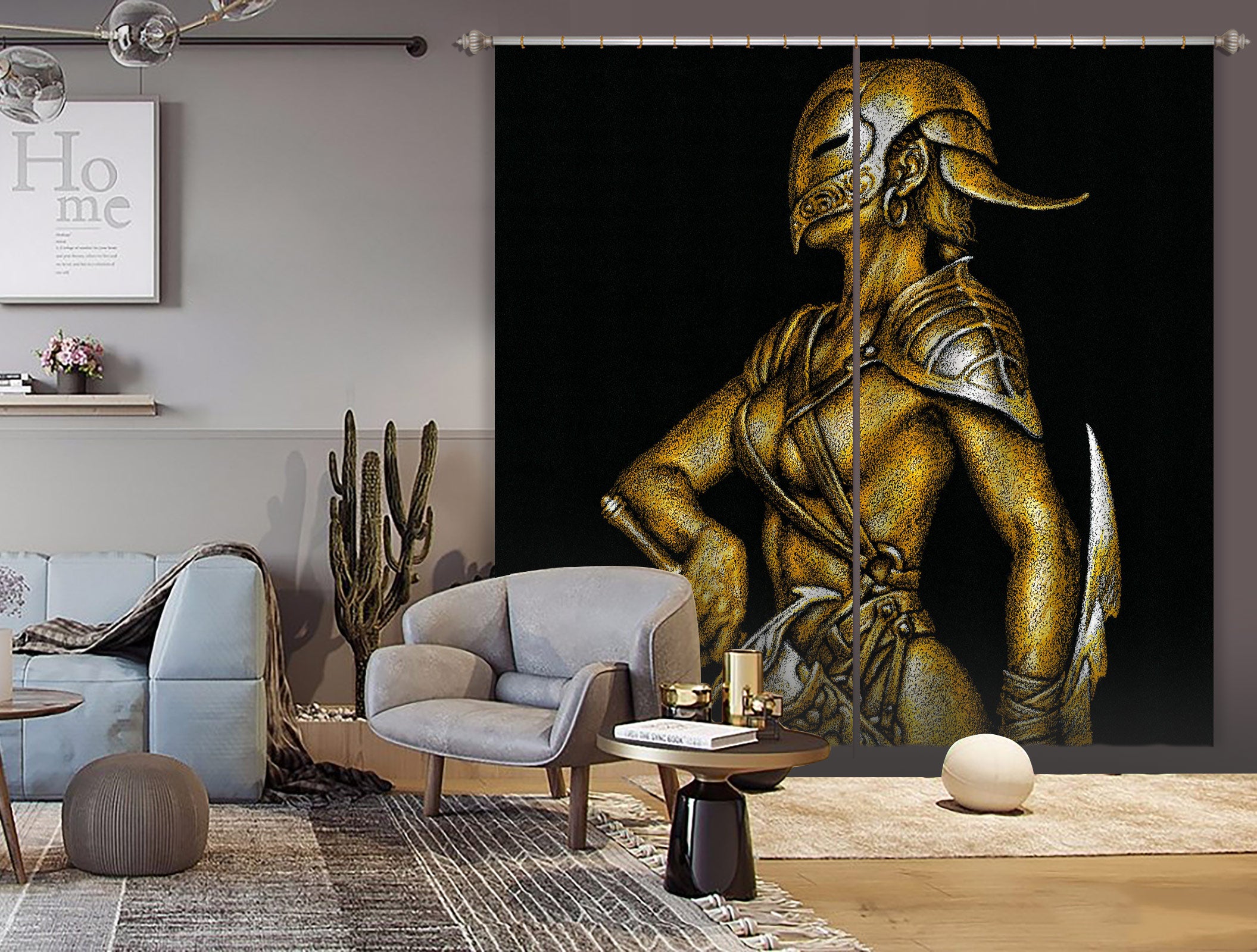 3D Mask Man 7211 Ciruelo Curtain Curtains Drapes