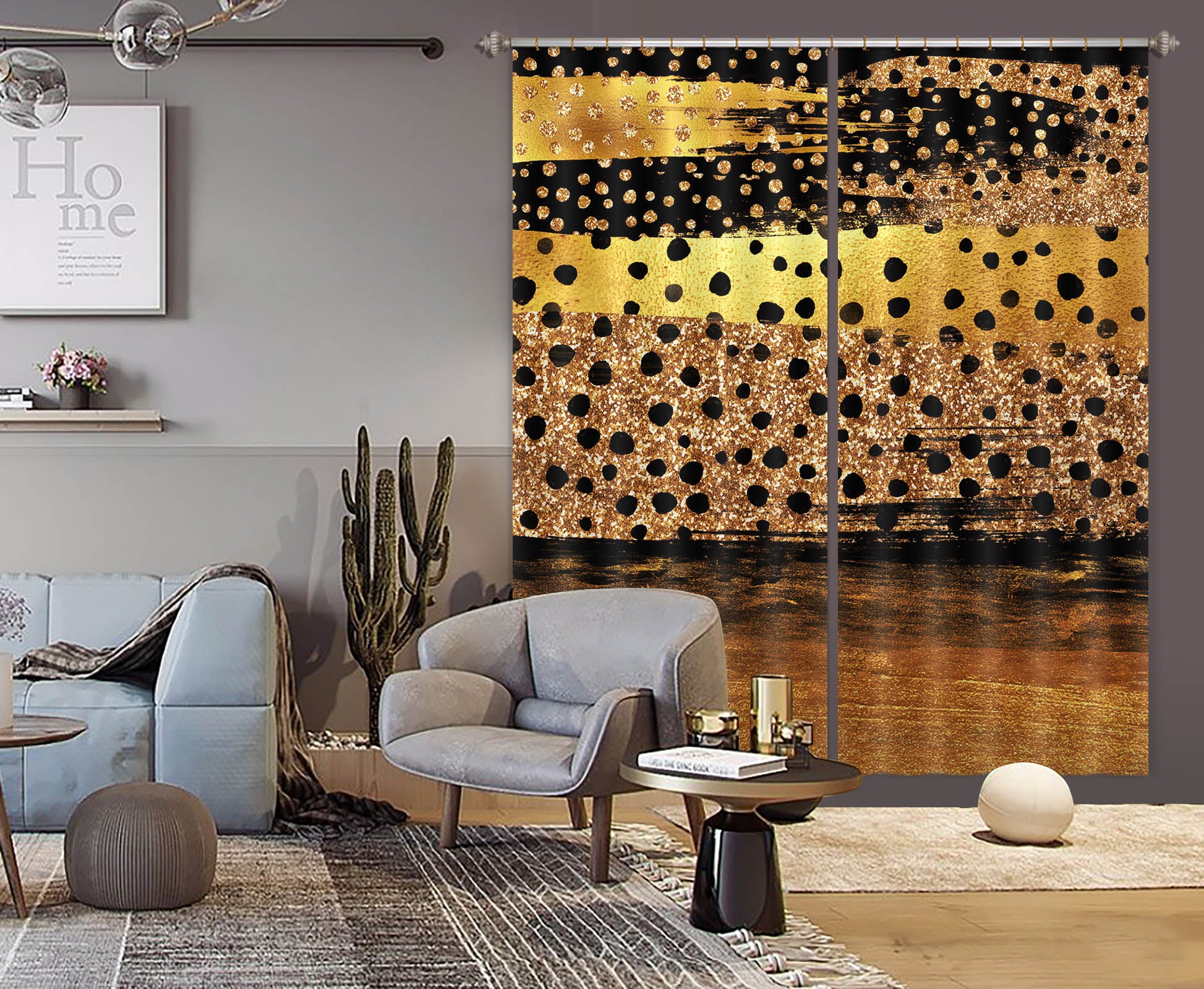 3D Gold Circle 196 Uta Naumann Curtain Curtains Drapes